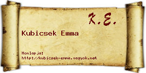 Kubicsek Emma névjegykártya